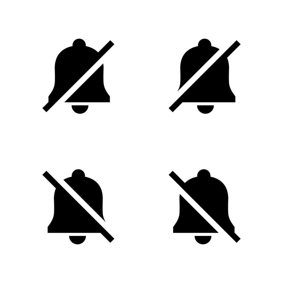 Mute bell icon set in generic style. Silent, silence sign symbol vector