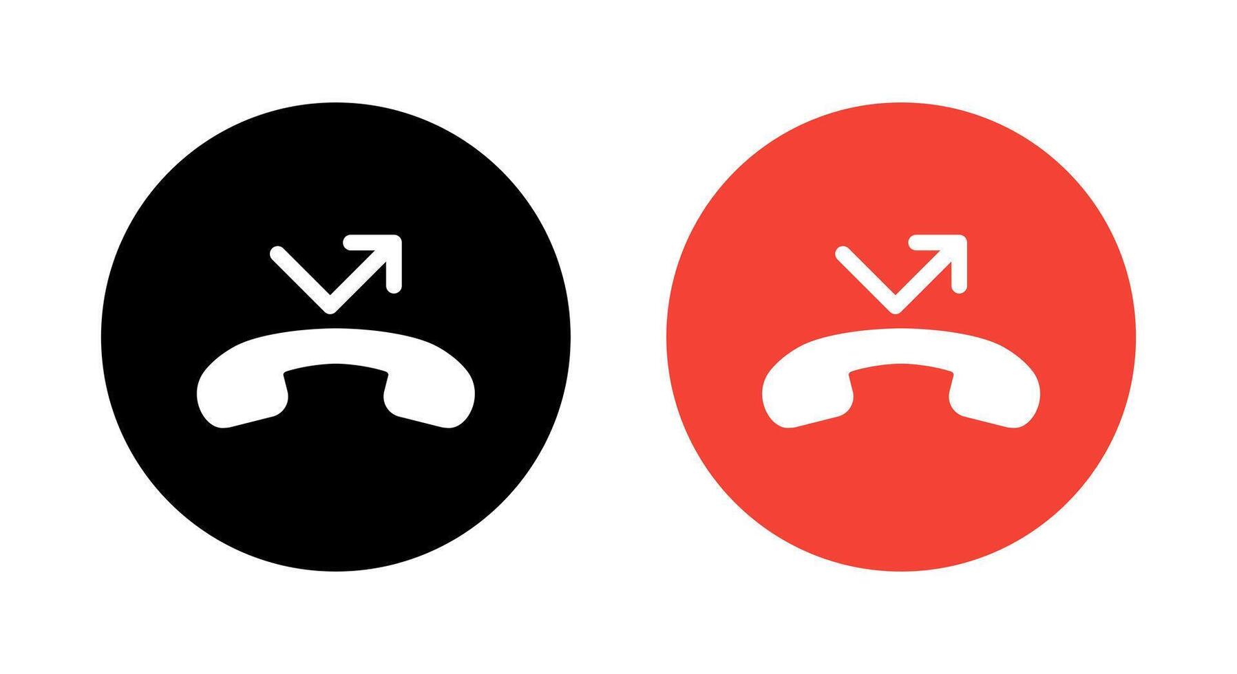 Missed call phone icon on circle background. Miss call sign symbol vector