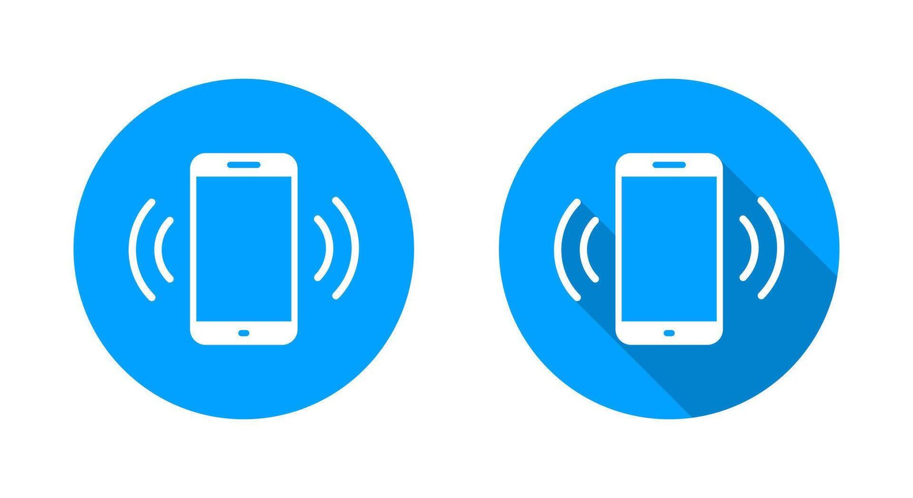 Vibration mode phone icon with long shadow. Cellphone vibrating concept vector