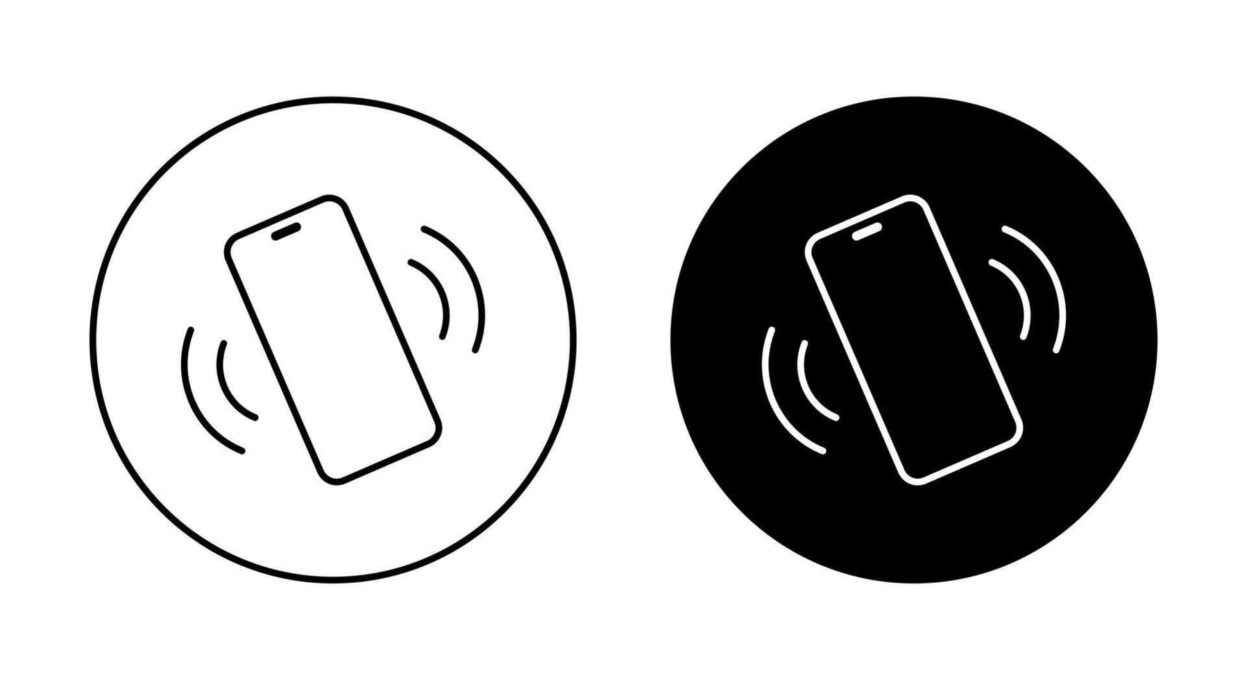Vibration mode icon on black circle. Vibrating smartphone sign symbol vector