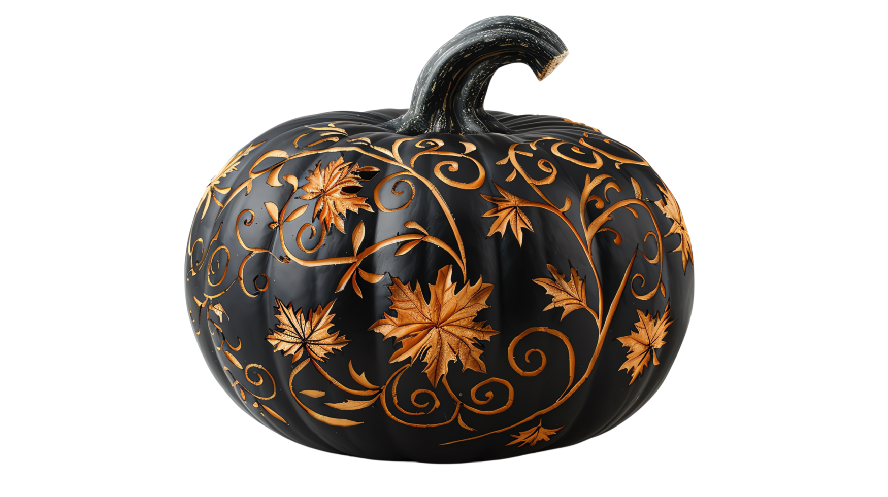 Colorful painted pumpkin with intricate floral designs, perfect for autumn or Halloween themed decorations and artistic displays. png