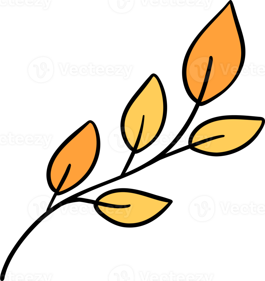 Groovy retro autumn leaf hippie cartoon doodle playful and vibrant fall season illustration. png
