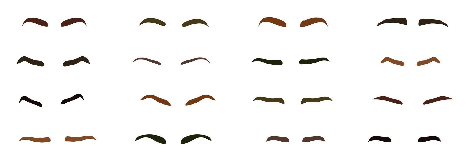 A set of female eyebrows. Isolated cartoon eyebrows. Eyebrow shaping. Different types of eyebrows. vector