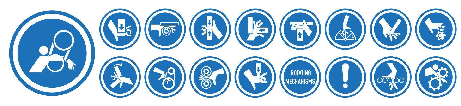 Hand entrapment hazard signs. Hand tightening warning sign. EPS 10. vector