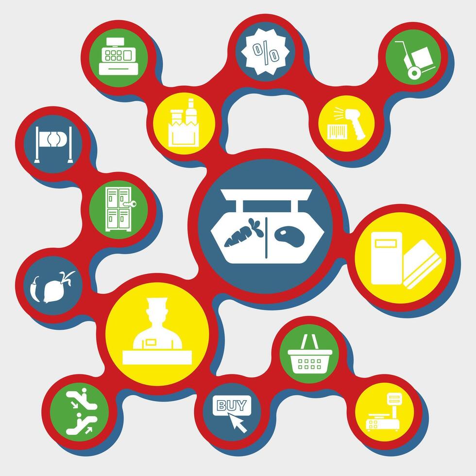 Supermarket icons minimal design. Supermarket. Modern design of shop icons. vector