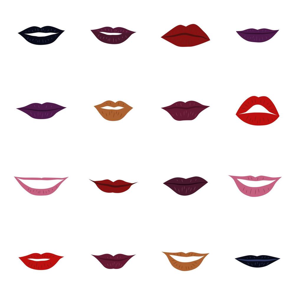 A set of female lips. A set of mouth animations. Different variants of the mouth with lips. vector