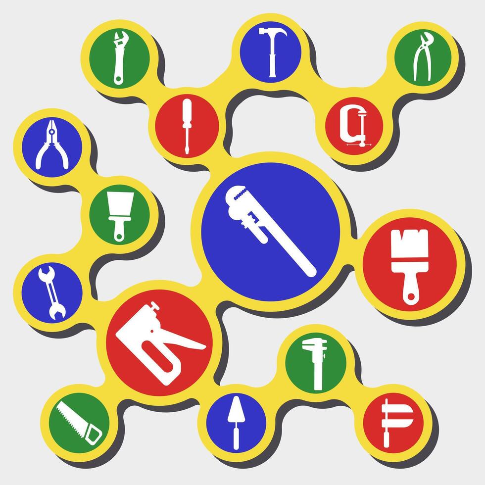 Hand tools icons minimal design. Hand tool. Modern design of tools icons. vector