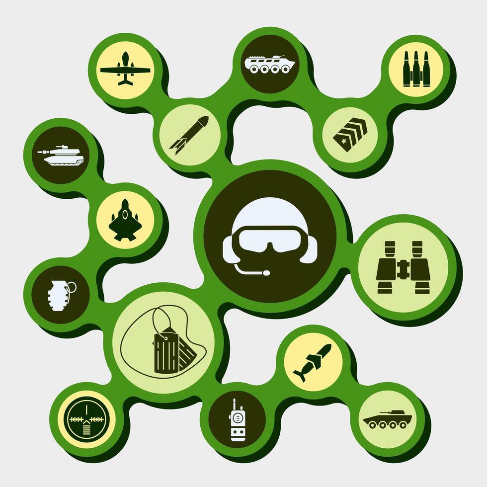 Military icons, minimal design. Military and army. Modern design of war icons. vector