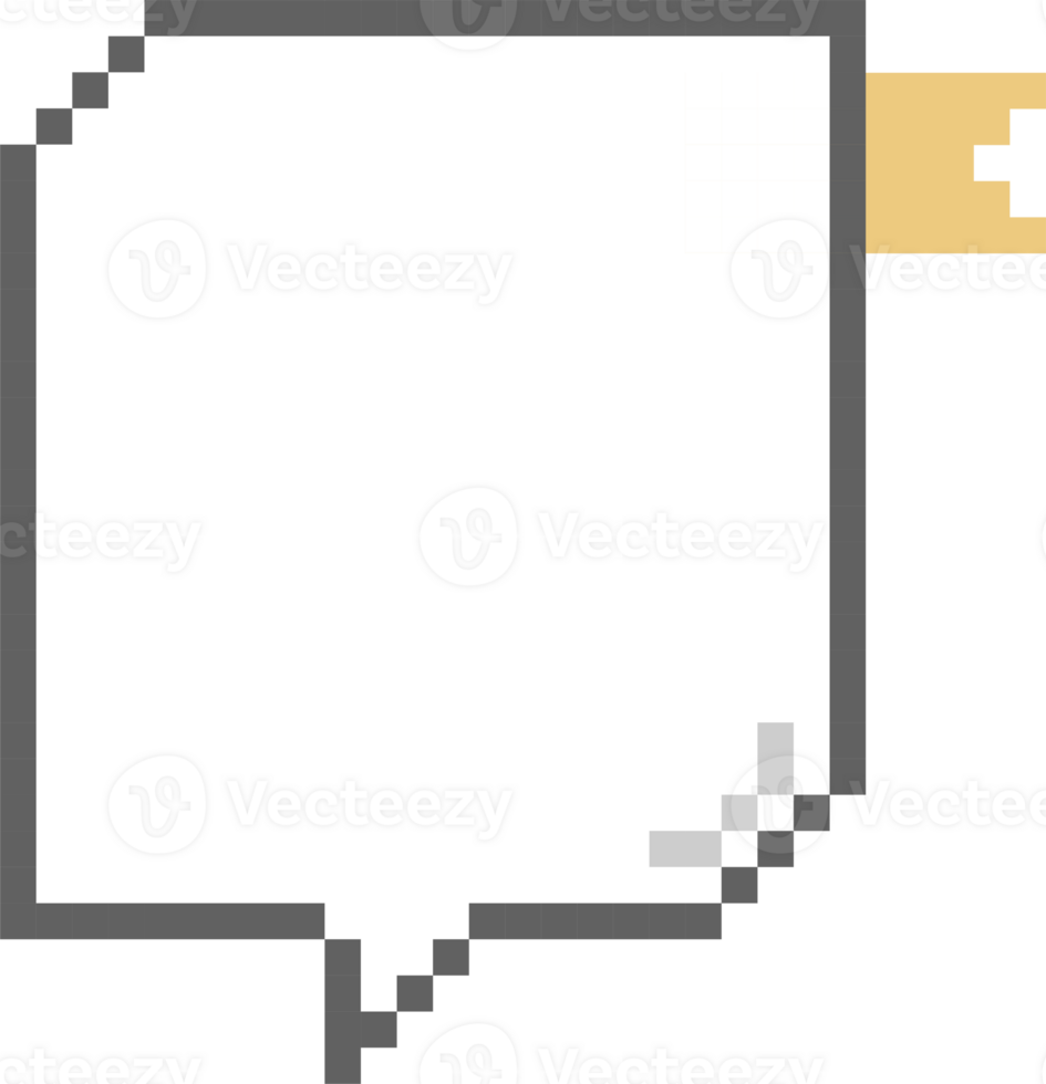 8bit retro game pixel speech bubble balloon with bookmark, icon sticker memo keyword planner text box banner png