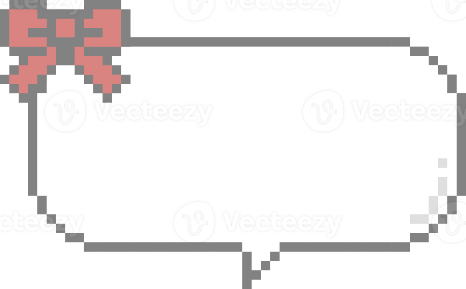 8bit retro game pixel art bow ribbon speech bubble balloon pink color icon sticker memo keyword planner text box banner png