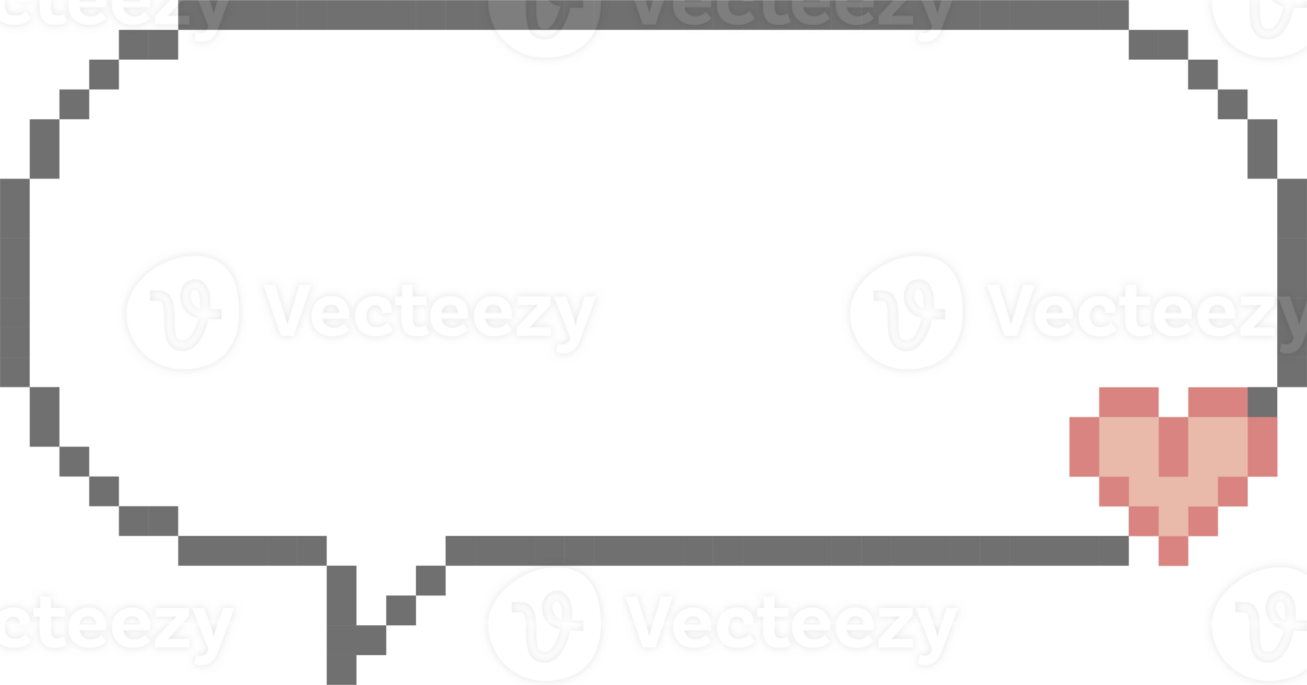 8bit retro game pixel speech bubble balloon heart concept icon sticker memo keyword planner text box banner png