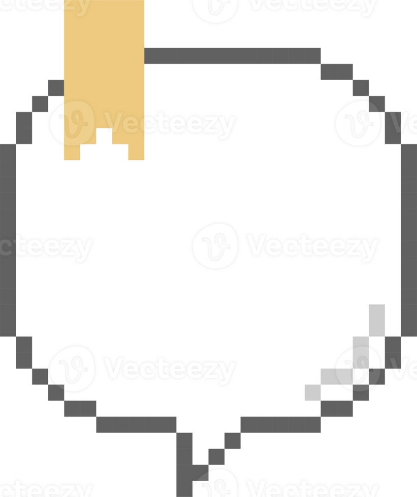 8bit retro game pixel speech bubble balloon with bookmark, icon sticker memo keyword planner text box banner png