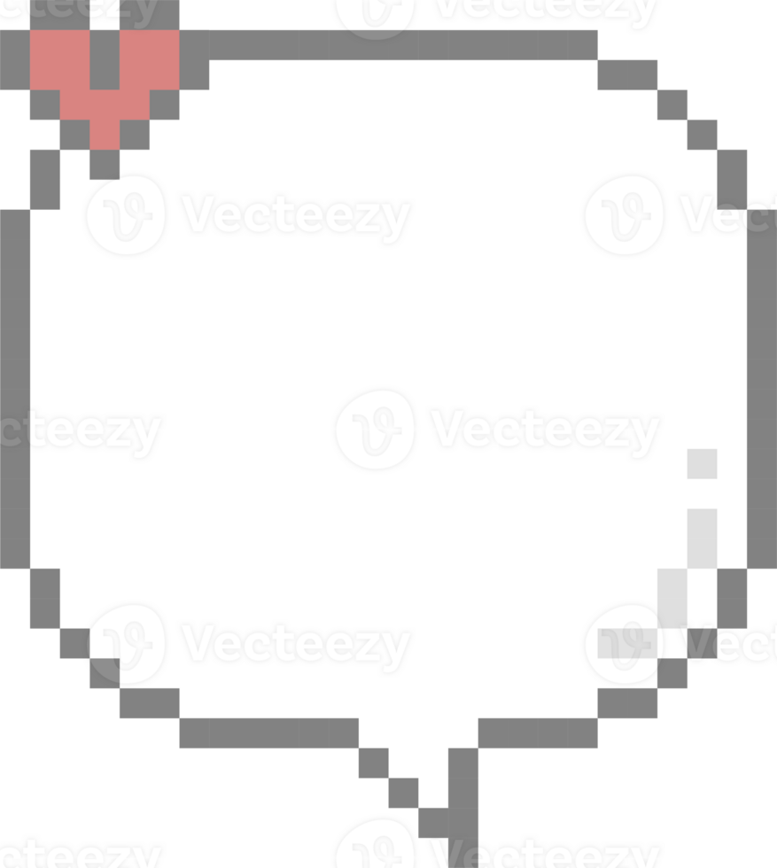 8bit retro game pixel art heart speech bubble balloon pink color icon sticker memo keyword planner text box banner png
