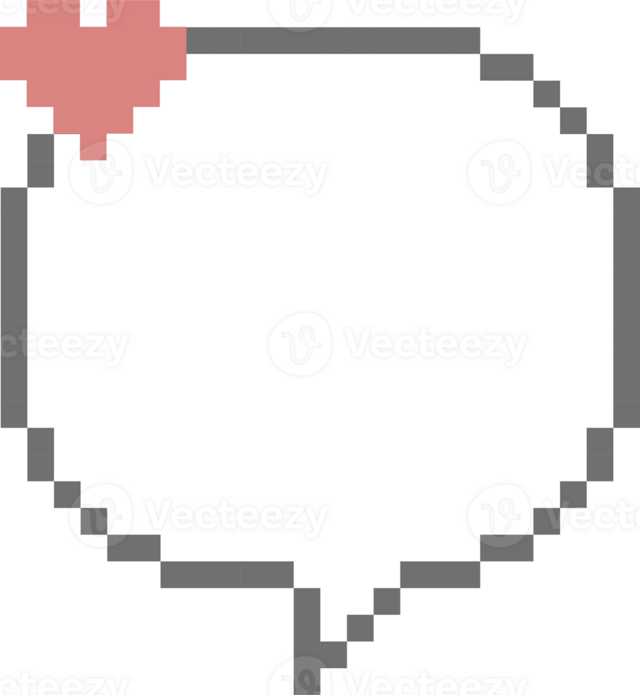 8bit retro game pixel speech bubble balloon heart concept icon sticker memo keyword planner text box banner png