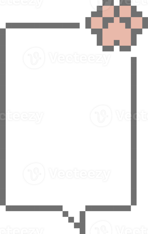 8bit retro game pixel speech bubble balloon cat dog paw foot print animal pet concept icon sticker memo keyword planner text box banner png