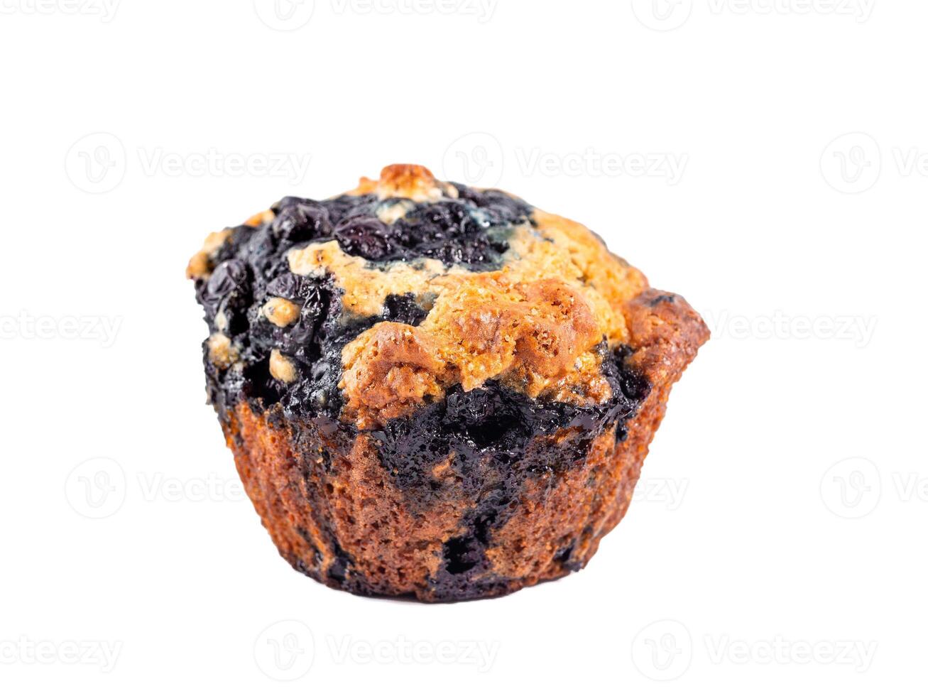 Homemade blueberry muffin isolated on white photo