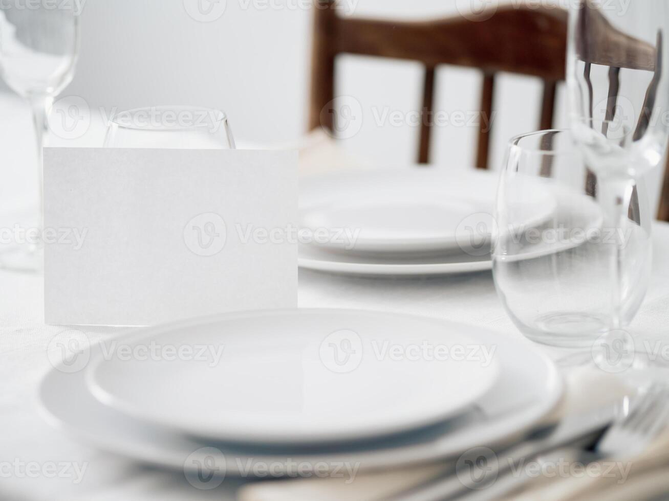 Beautiful table setting in white colors photo
