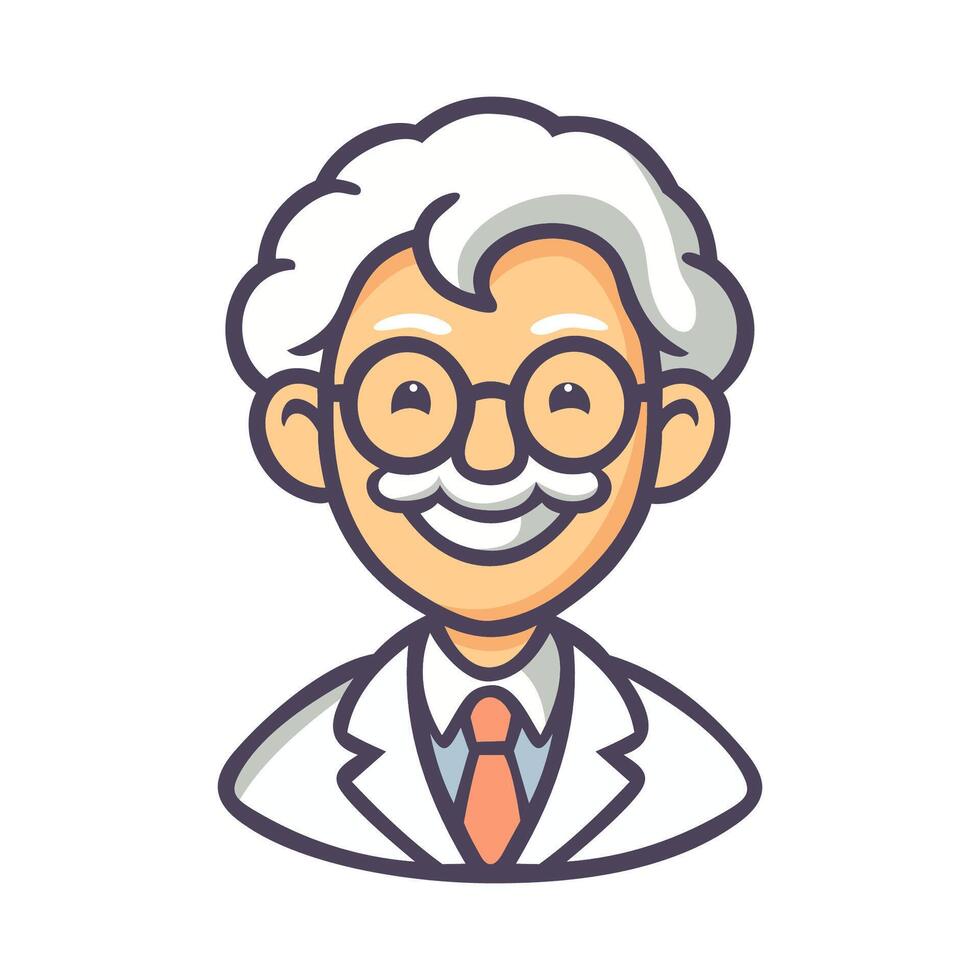 Cartoon icon illustration of a scientist vector