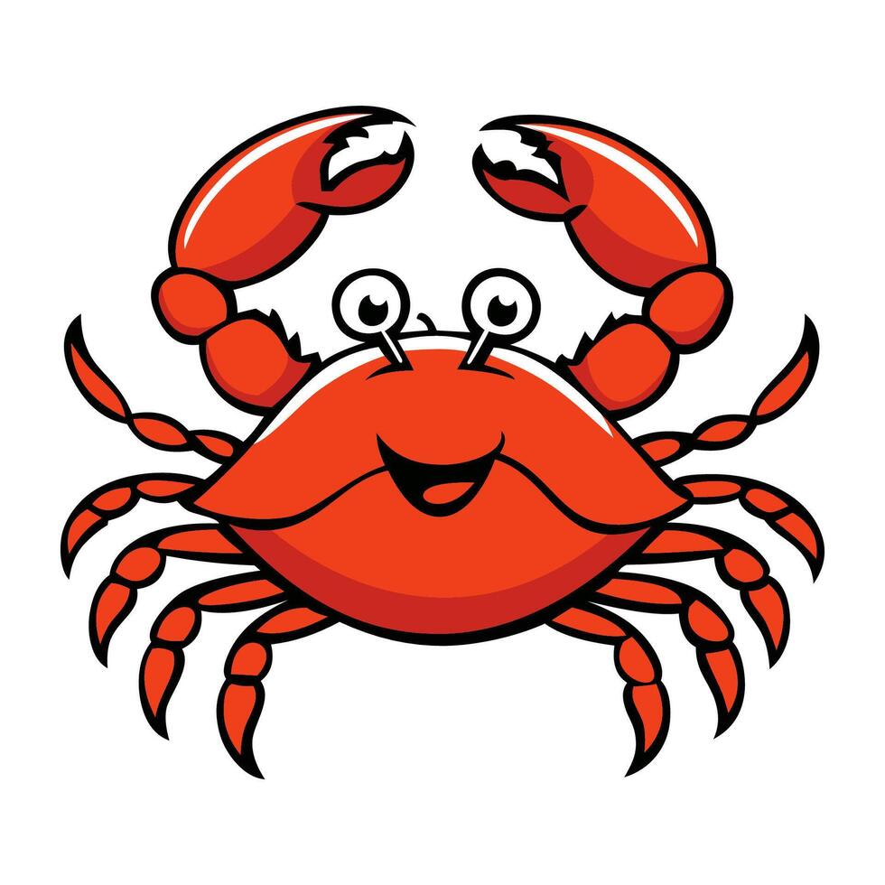 Cute cartoon red crab. illustration of a cute smiling crab character. vector