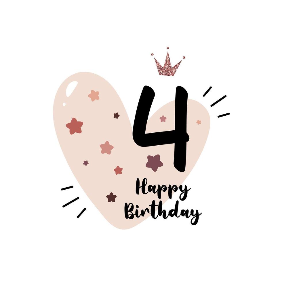 Fourth birthday greeting card vector
