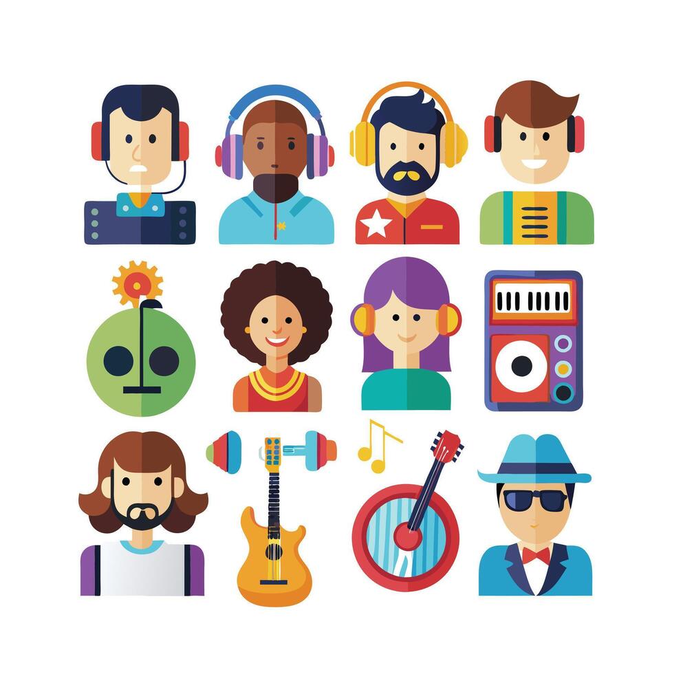 Music and Entertainment Icon Set Collection Illustration vector