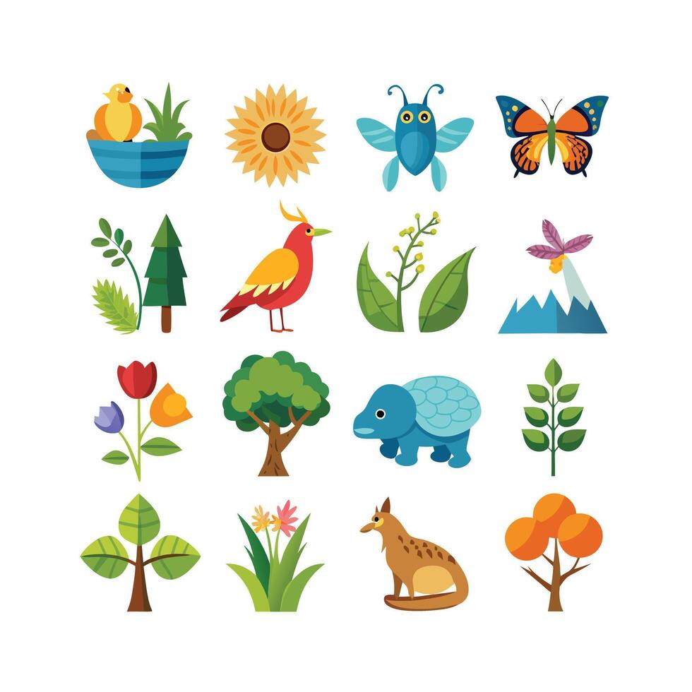 Nature Icon Set Collection Illustration vector