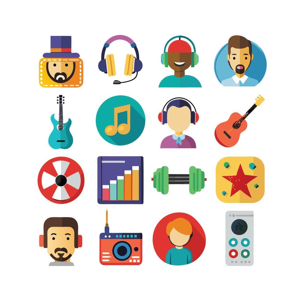 Music and Entertainment Icon Set Collection Illustration vector