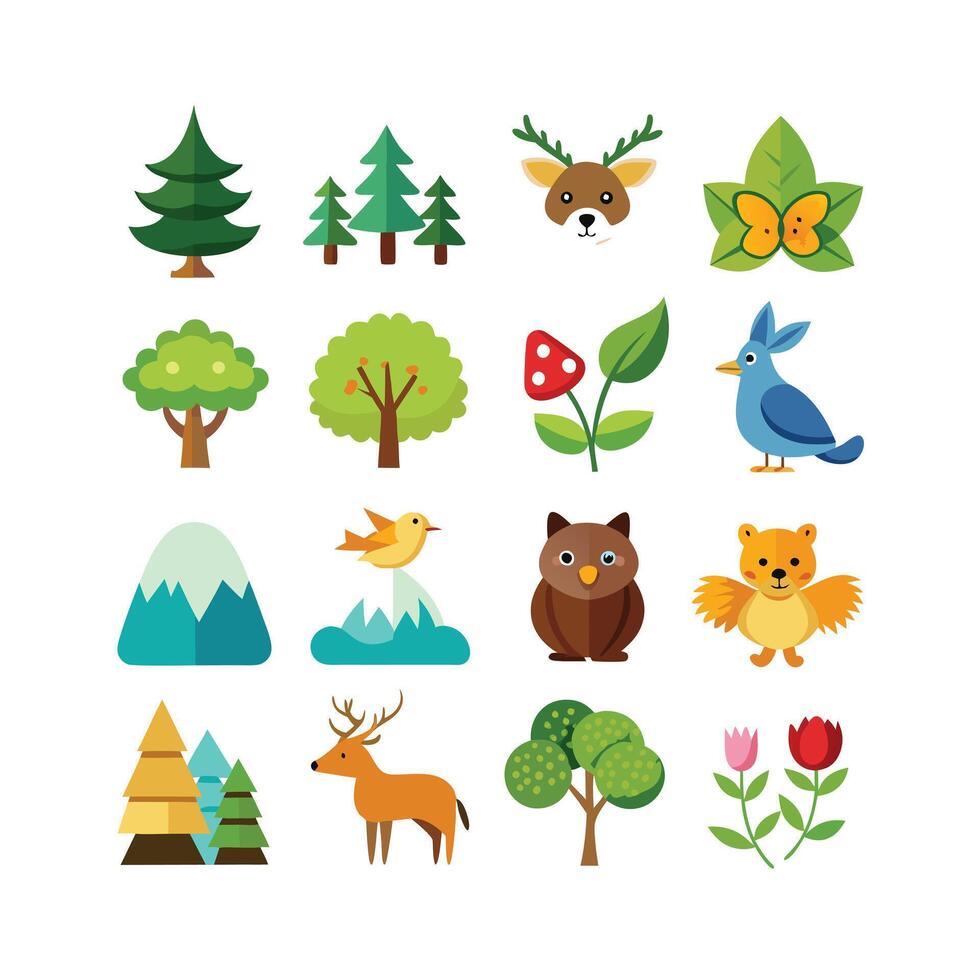 Nature Icon Set Collection Illustration vector