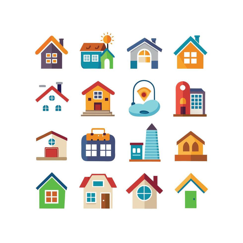 Home and Real Estate Icon Set Collection Illustration vector