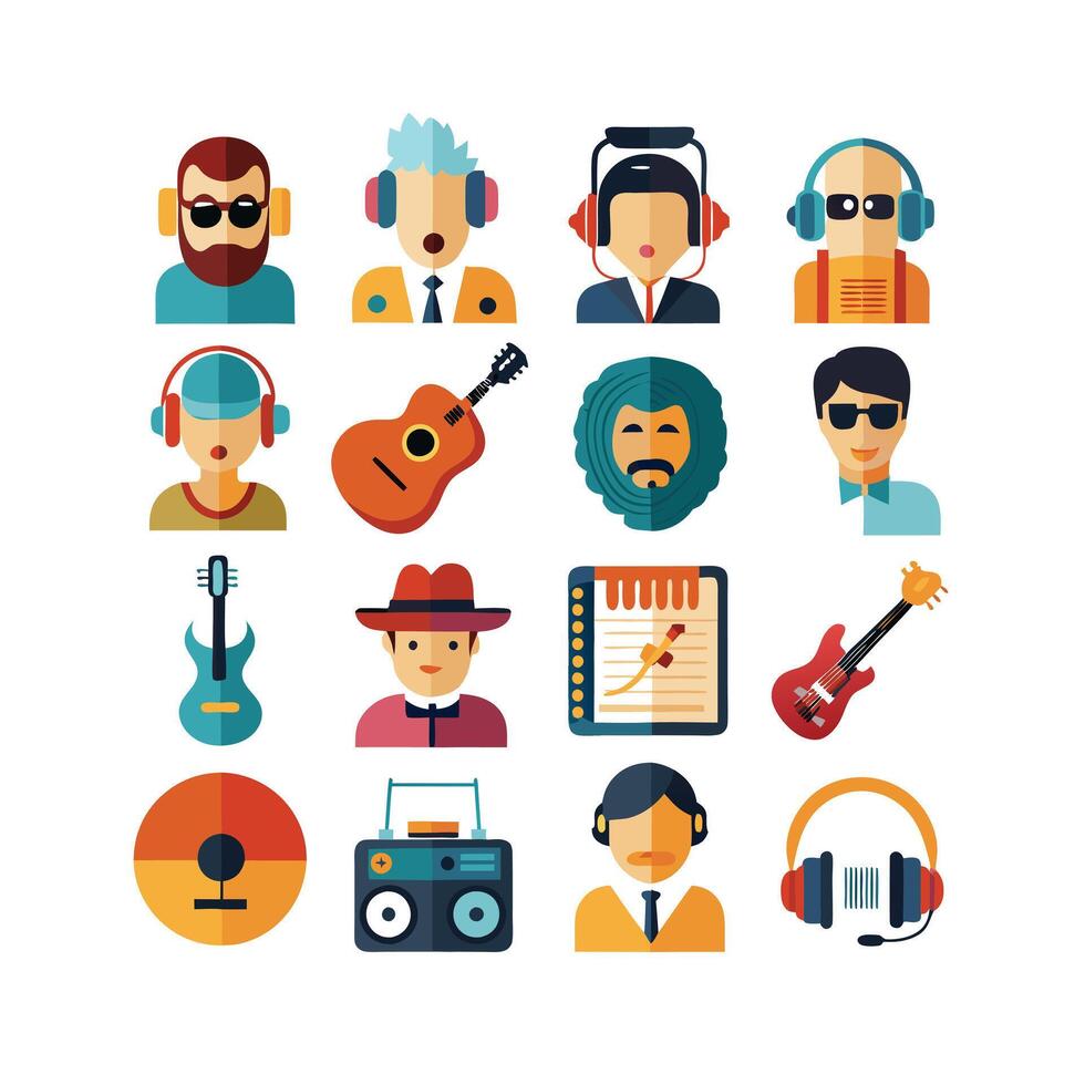 Music and Entertainment Icon Set Collection Illustration vector