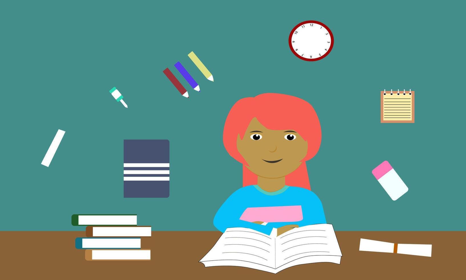Illustration A girl is learning vector