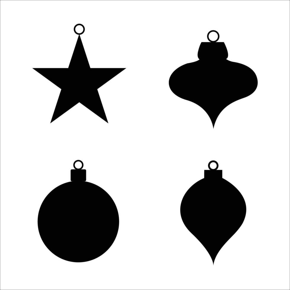 Black white christmas ornament silhouette Image vector