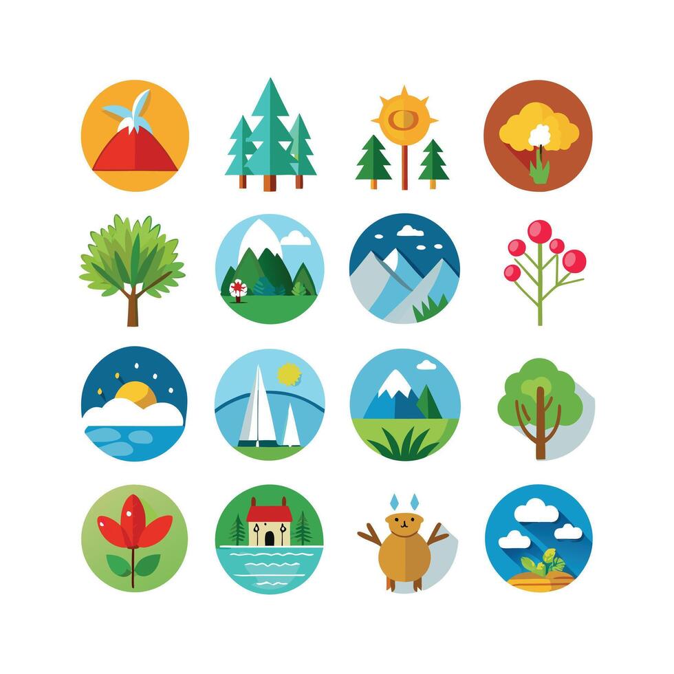 Nature Icon Set Collection Illustration vector