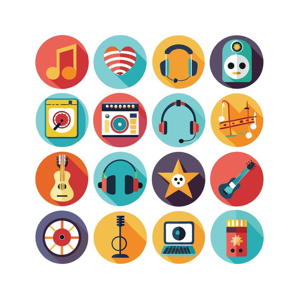 Music and Entertainment Icon Set Collection Illustration vector