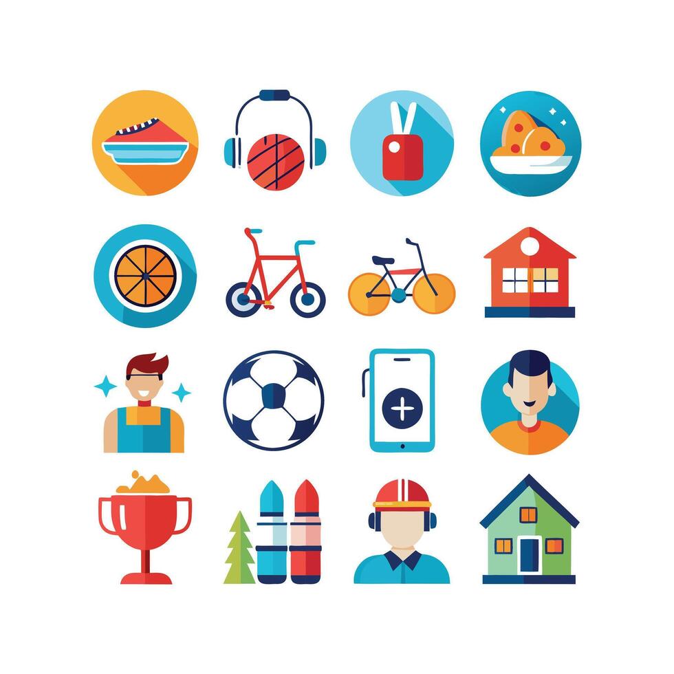Lifestyle and Leisure Icon Set Collection Illustration vector