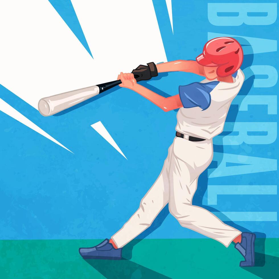 Hand drawn illustration of baseball player cartoon vector