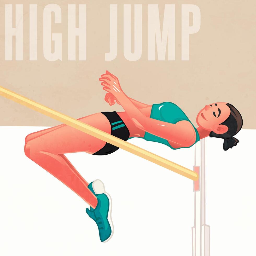 Hand drawn cartoon illustrations of high jumpers vector