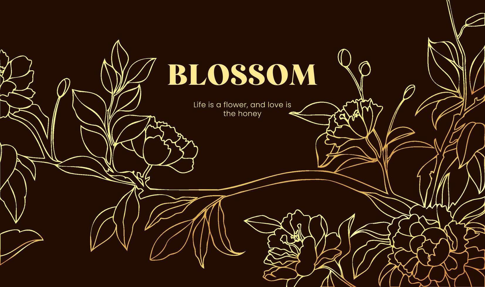 Linear floral plant background banner template design vector