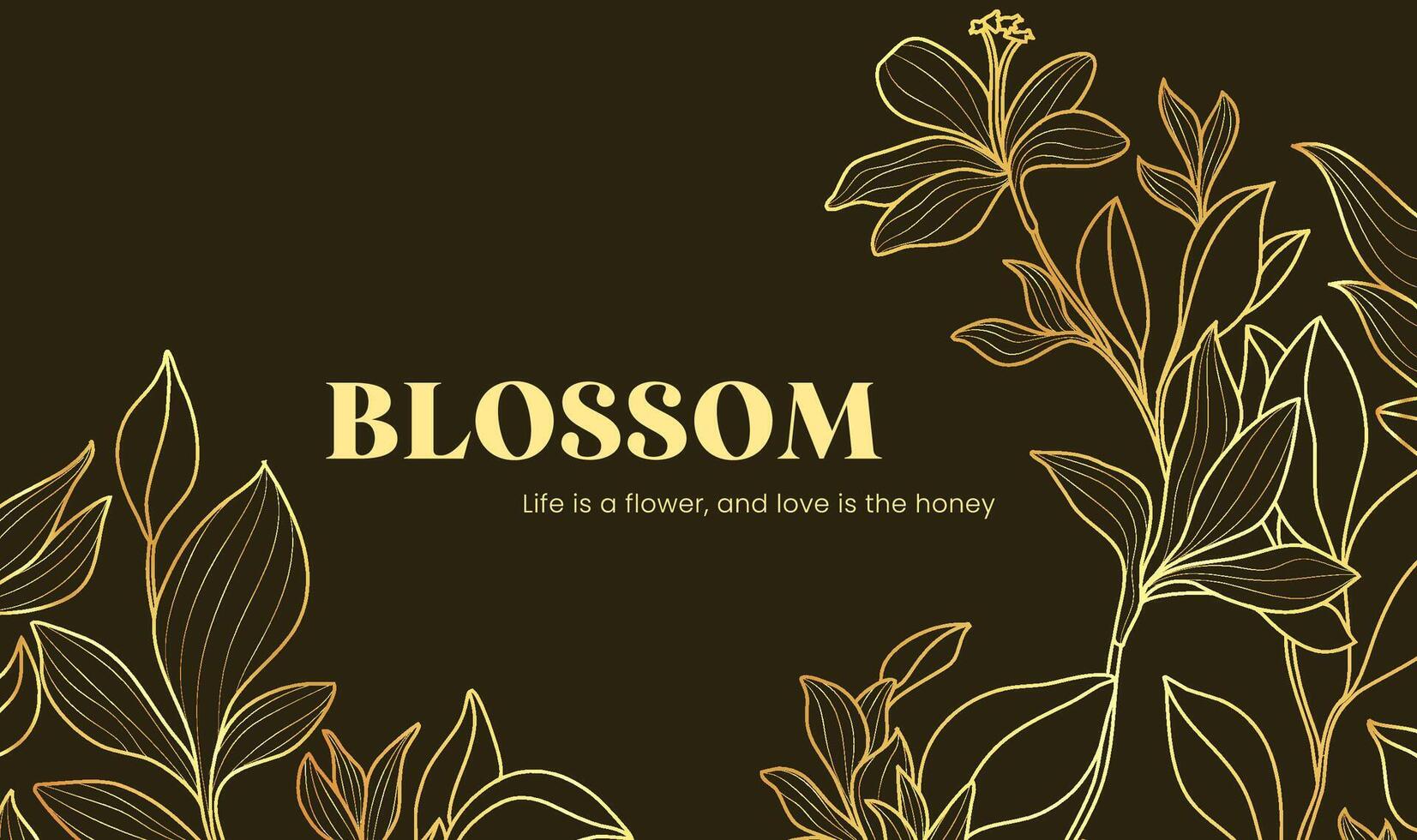 Linear floral plant background banner template design vector