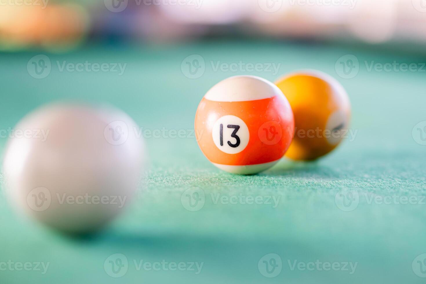 Billiard Balls on Pool Table photo