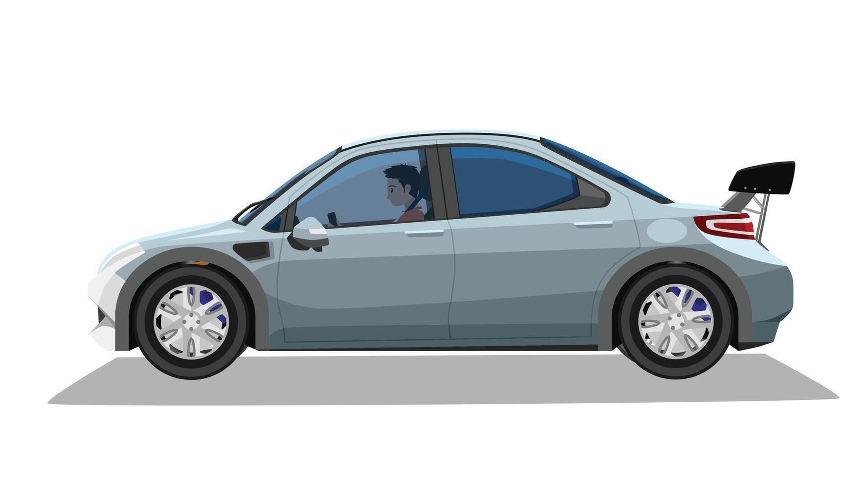 Car with driving man inside car. vector
