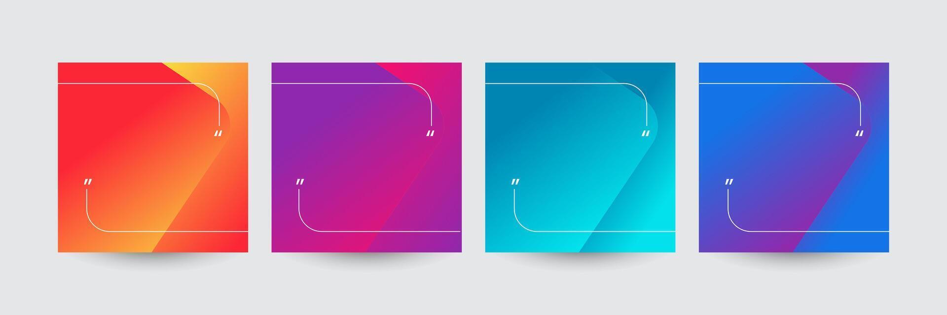 Set of Modern social media post template Quotes with trendy gradient colors and copy space for text. vector