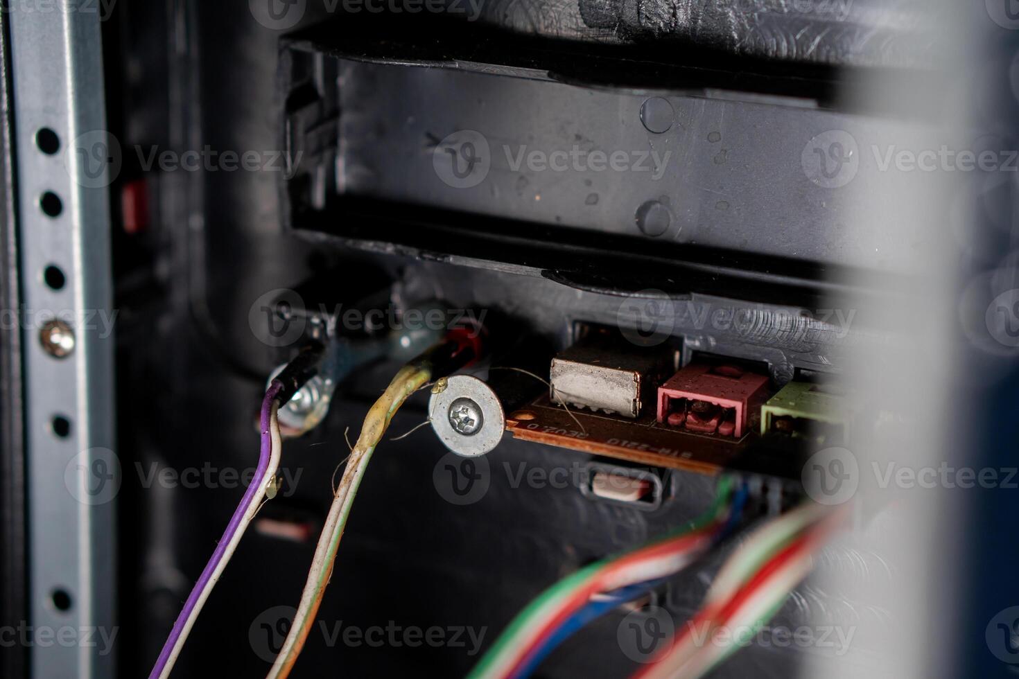 Internal computer wiring and connectors photo
