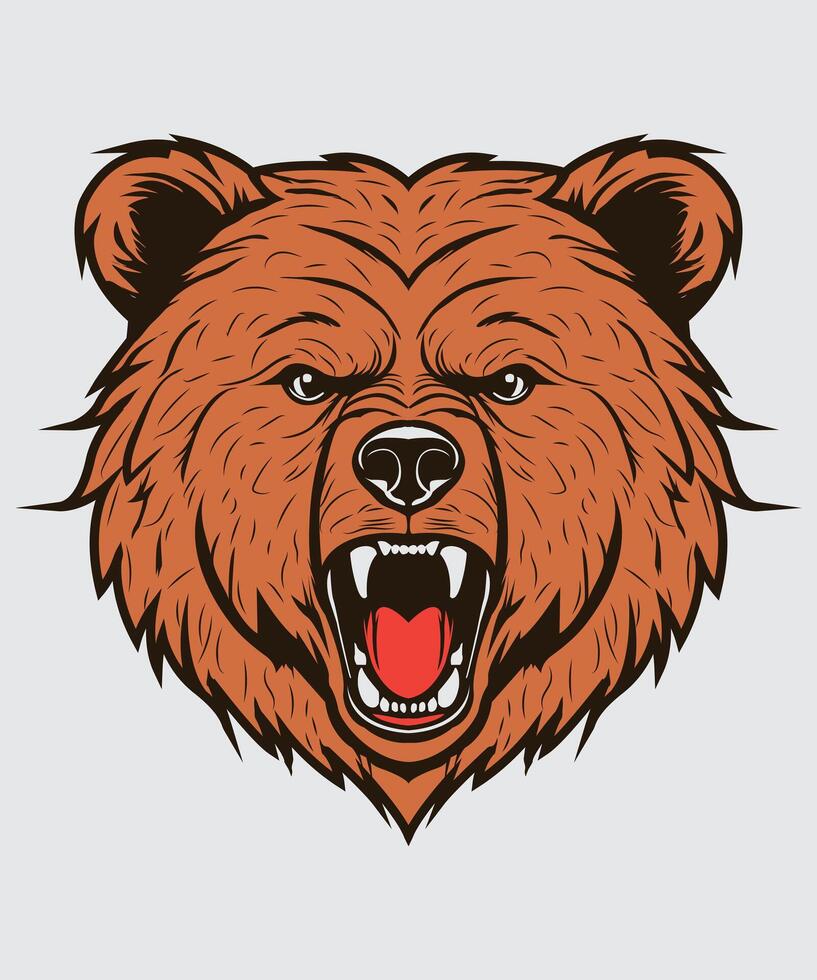 the head of a bear with its mouth open vector
