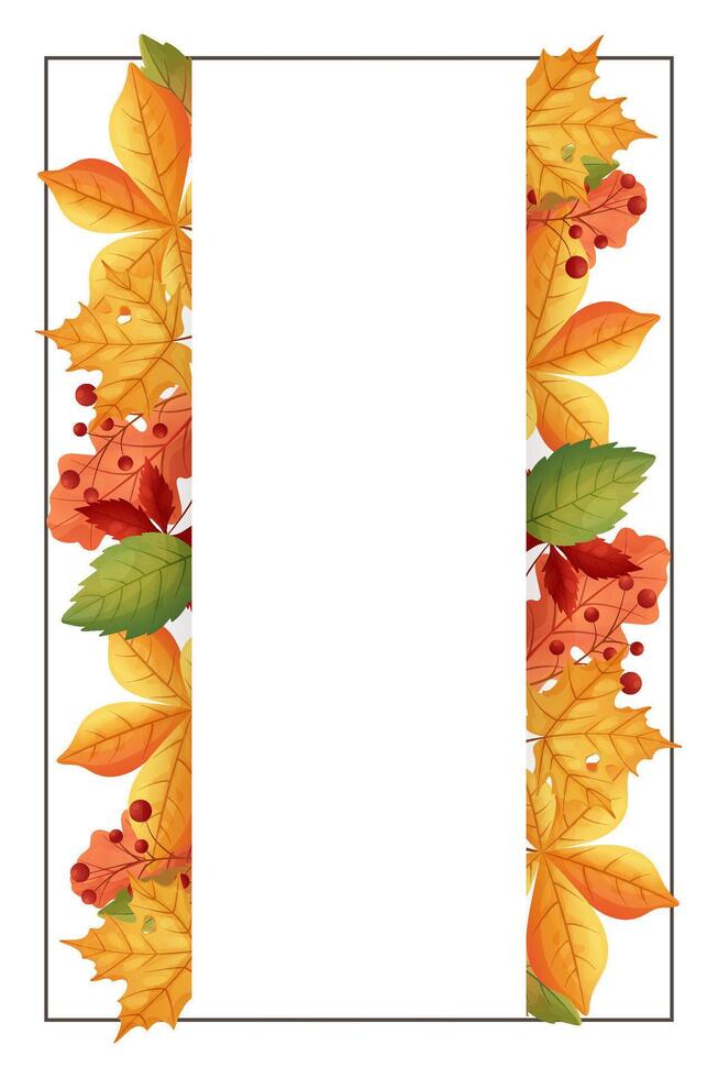 Fall Frame. White background, leaves on the sides. vector