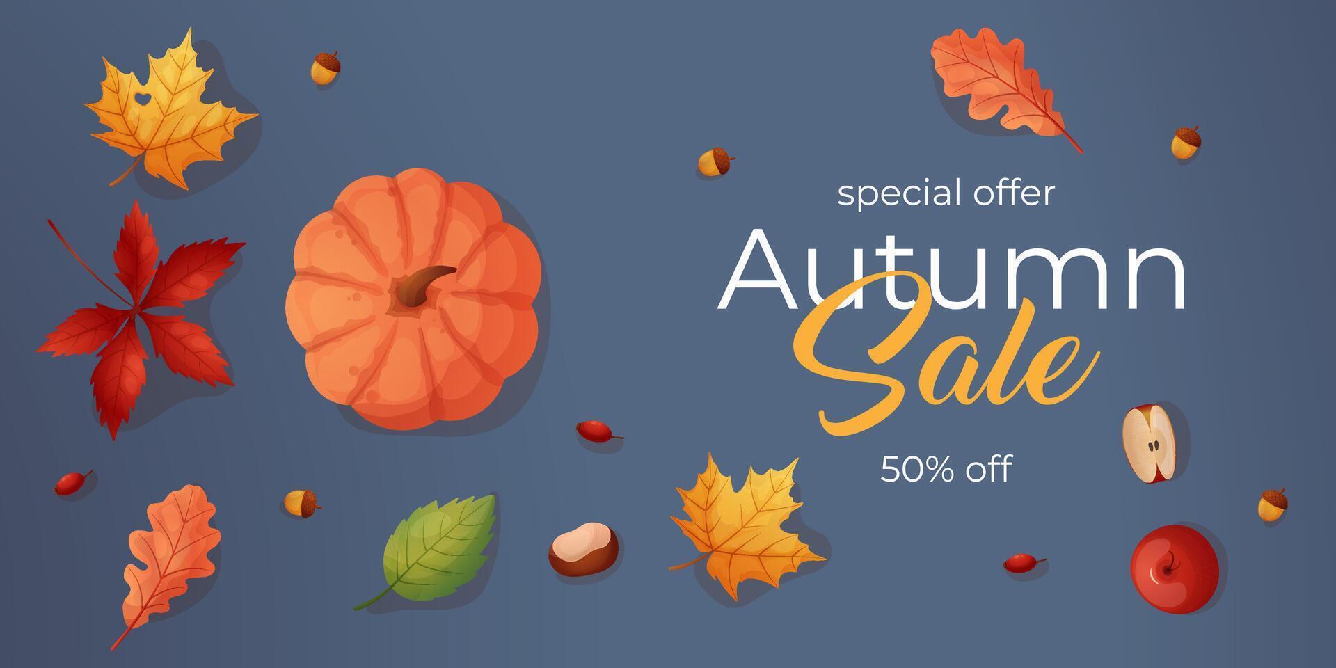 Special Offer Autumn Sale Poster - Seasonal Discount Design vector