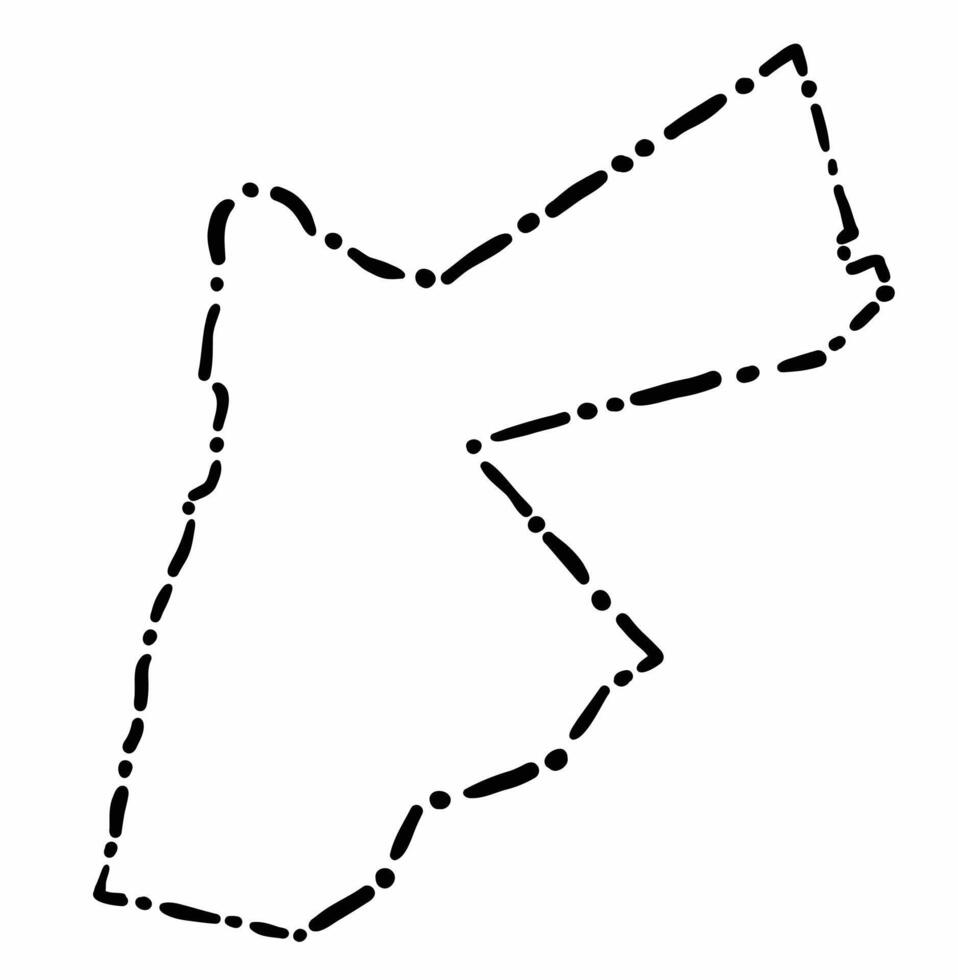 Doodle freehand dash line drawing of Jordan map. vector