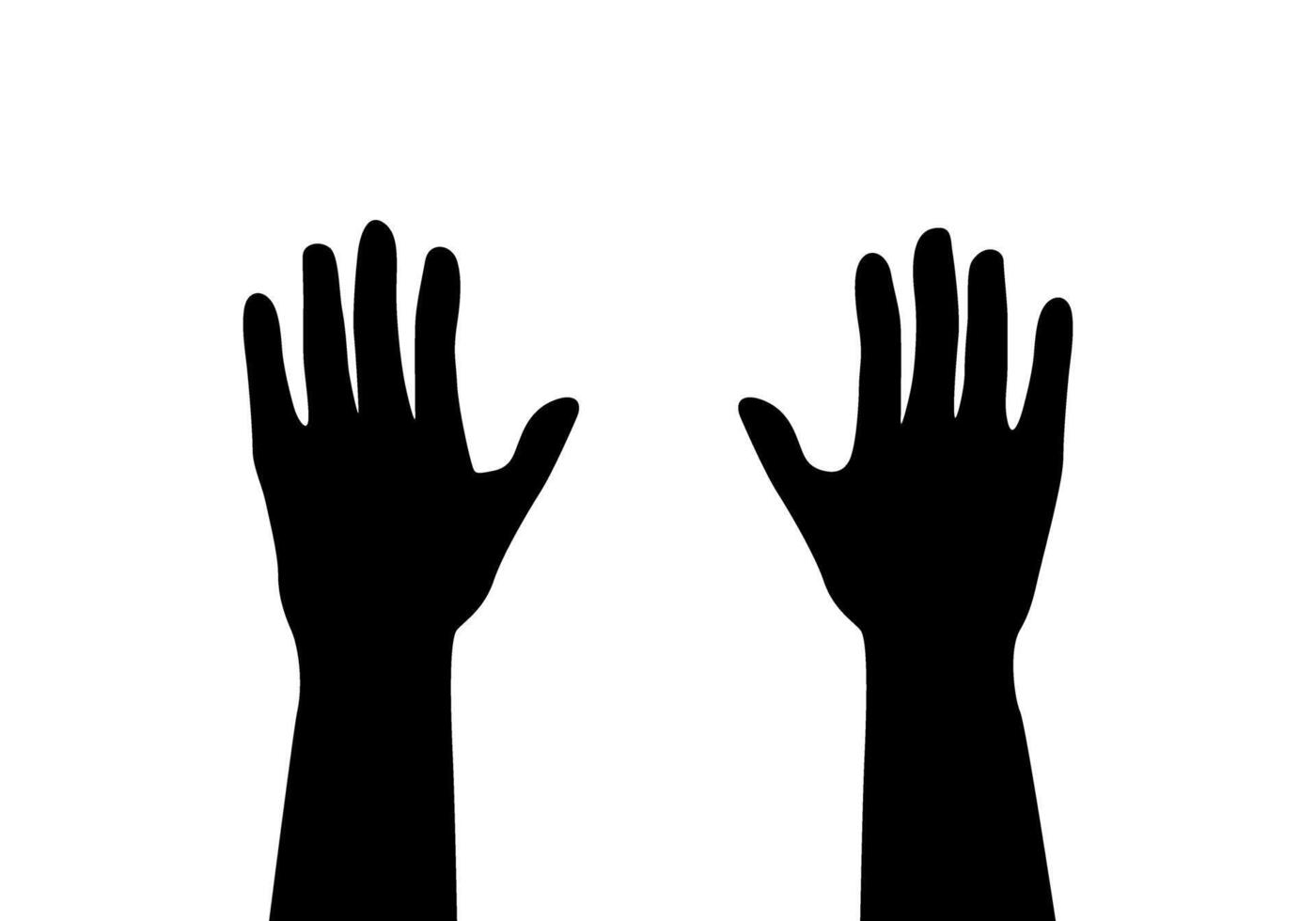 Silhouette of raised hands. vector
