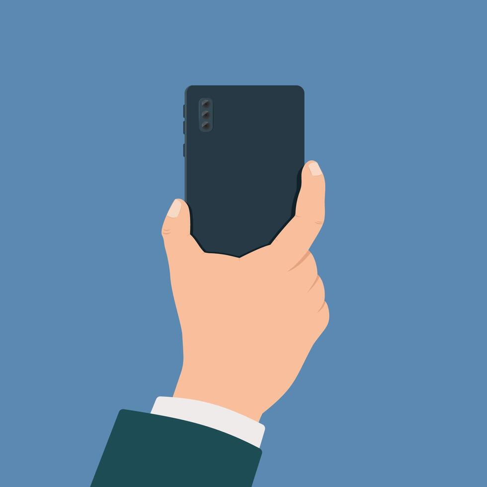 Phone holding phone back illustration vector