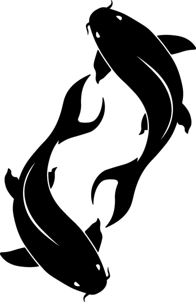 black illustration of fish without background vector